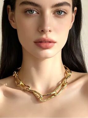 NEW Brut Twisted Molten Metal Gold Chain Link Necklace AU22